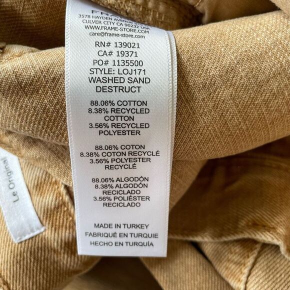 FRAME Le Original Women’s High Waist Slim Straight Leg Crop Jeans Distressed Tan - Picture 8 of 11